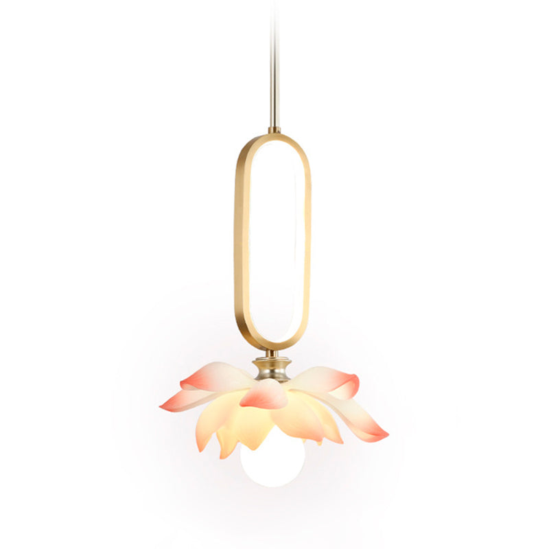 Contemporary Creative Flower Oval Resin Iron 1-light Pendant Light for Bedroom