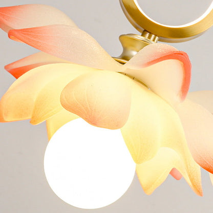 Contemporary Creative Flower Oval Resin Iron 1-light Pendant Light for Bedroom