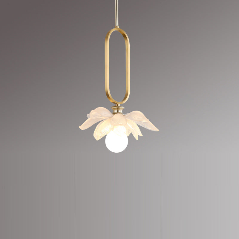 Contemporary Creative Flower Oval Resin Iron 1-light Pendant Light for Bedroom