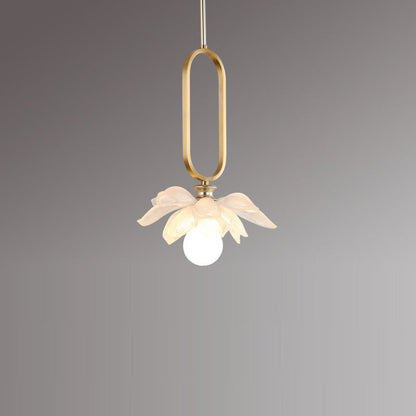 Contemporary Creative Flower Oval Resin Iron 1-light Pendant Light for Bedroom