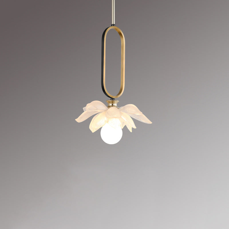 Contemporary Creative Flower Oval Resin Iron 1-light Pendant Light for Bedroom
