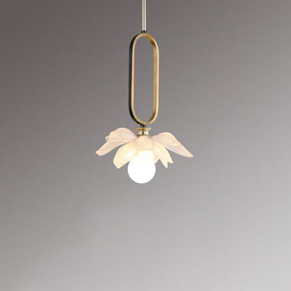 Contemporary Creative Flower Oval Resin Iron 1-light Pendant Light for Bedroom