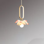 Contemporary Creative Flower Oval Resin Iron 1-light Pendant Light for Bedroom