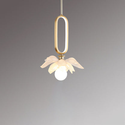Contemporary Creative Flower Oval Resin Iron 1-light Pendant Light for Bedroom