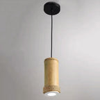 Traditional Rustic Cylinder Bamboo Twine LED Pendant Light for Living Room BulbSquare