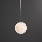 Traditional Chinese Sphere Copper Marble 1-Light Pendant Light For Bedroom