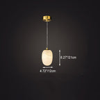 Traditional Chinese Sphere Copper Marble 1-Light Pendant Light For Bedroom