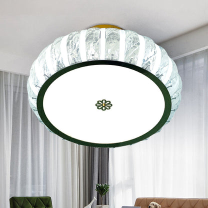 Modern Minimalist Drum Stainless Steel Crystal Acrylic LED Semi-Flush Mount Ceiling Light For Bedroom