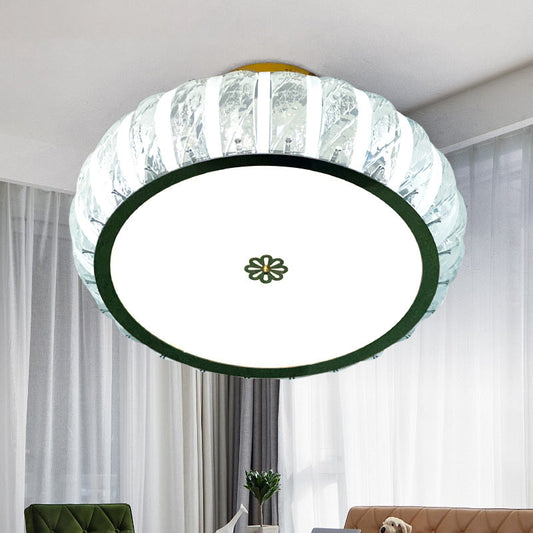 Modern Minimalist Drum Stainless Steel Crystal Acrylic LED Semi-Flush Mount Ceiling Light For Bedroom