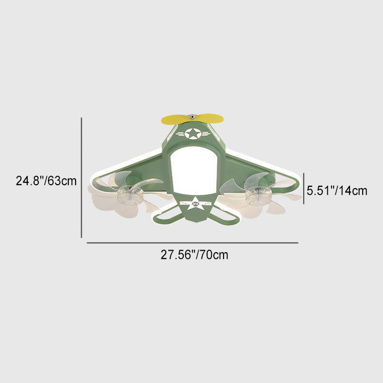 Contemporary Creative Airplane Iron Acrylic LED Flush Mount Ceiling Fan Light for Bedroom