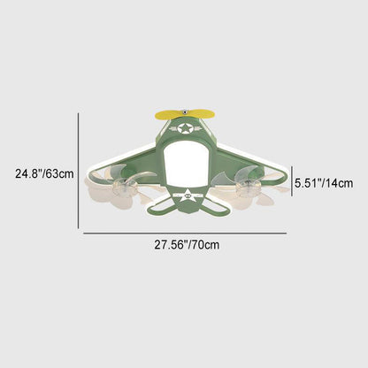 Contemporary Creative Airplane Iron Acrylic LED Flush Mount Ceiling Fan Light For Bedroom