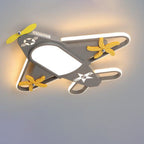 Contemporary Creative Airplane Iron Acrylic LED Flush Mount Ceiling Fan Light for Bedroom