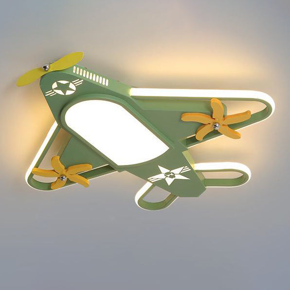 Contemporary Creative Airplane Iron Acrylic LED Flush Mount Ceiling Fan Light for Bedroom