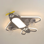 Contemporary Creative Airplane Iron Acrylic LED Flush Mount Ceiling Fan Light for Bedroom
