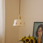 Traditional Japanese Cylinder Brass Ceramic 1-light Pendant Light for Bedroom BulbSquare