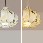 Traditional Japanese Dome Iron Fabric 1-Light Pendant Light For Living Room