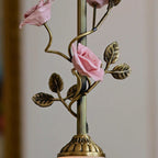 Traditional French Flower Brass Ceramic Glass 1-Light Pendant Light For Bedroom