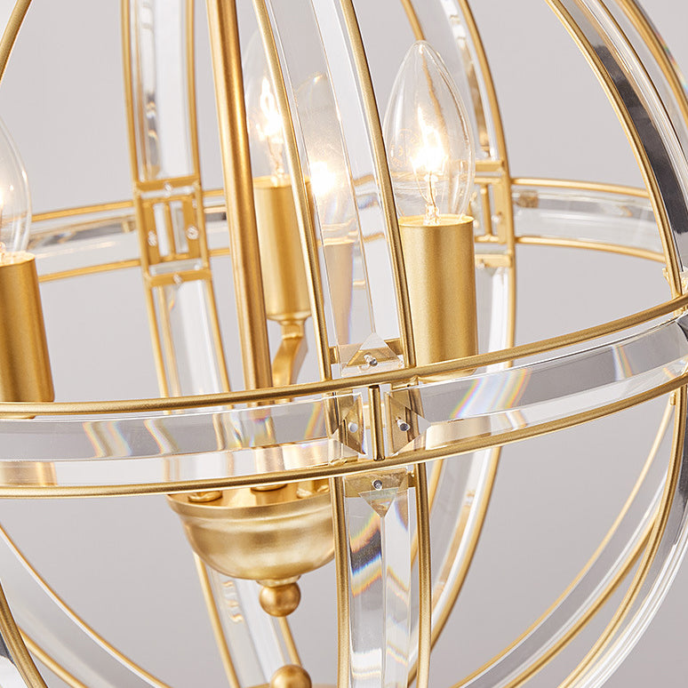 Modern Luxury Sphere Iron Crystal 3-Light Pendant Light For Living Room