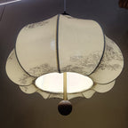 Traditional French Chestnut Iron Fabric Ash Wood 1-Light Pendant Light For Bedroom