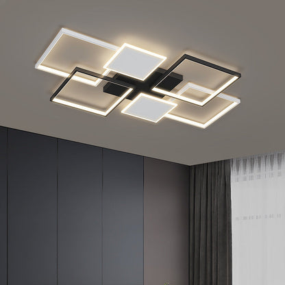 Contemporary Scandinavian Square Iron Acrylic LED Flush Mount Ceiling Light for Bedroom