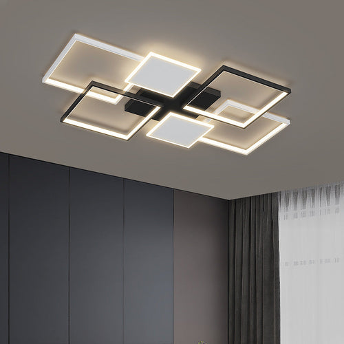 Contemporary Scandinavian Square Iron Acrylic LED Flush Mount Ceiling Light for Bedroom