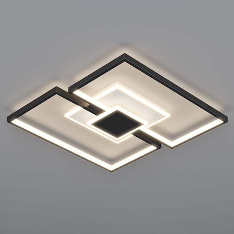Contemporary Scandinavian Square Iron Acrylic LED Flush Mount Ceiling Light for Bedroom