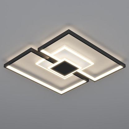 Contemporary Scandinavian Square Iron Acrylic LED Flush Mount Ceiling Light for Bedroom