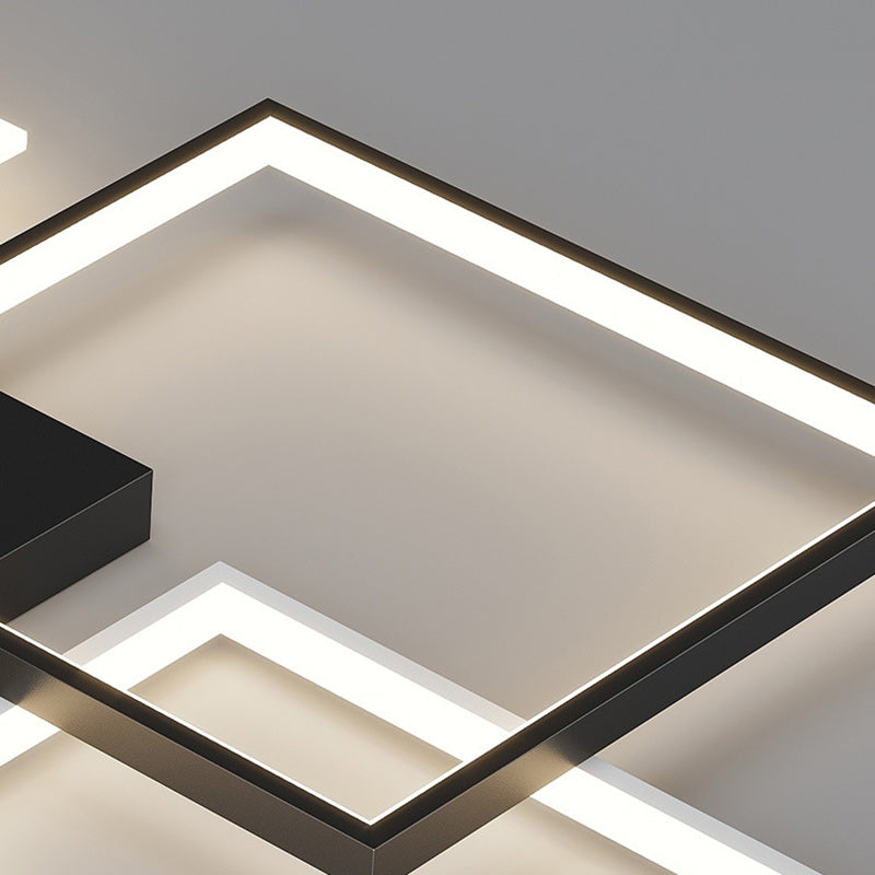 Contemporary Scandinavian Square Iron Acrylic LED Flush Mount Ceiling Light for Bedroom