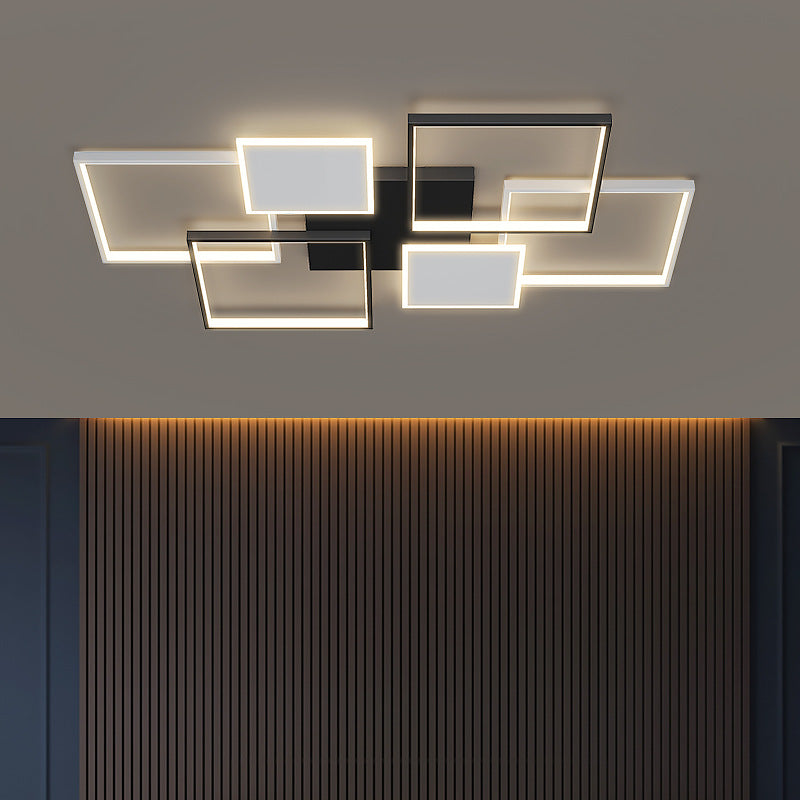 Contemporary Scandinavian Square Iron Acrylic LED Flush Mount Ceiling Light for Bedroom