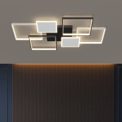 Contemporary Scandinavian Square Iron Acrylic LED Flush Mount Ceiling Light for Bedroom