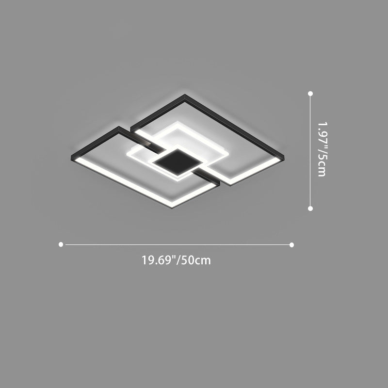 Contemporary Scandinavian Square Iron Acrylic LED Flush Mount Ceiling Light for Bedroom