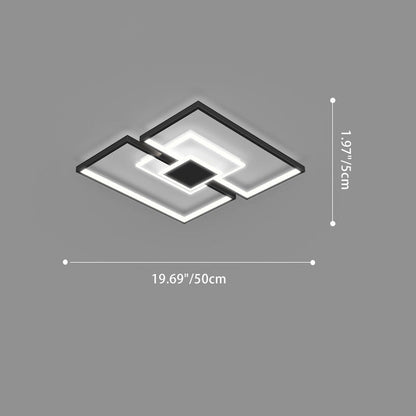 Contemporary Scandinavian Square Iron Acrylic LED Flush Mount Ceiling Light for Bedroom