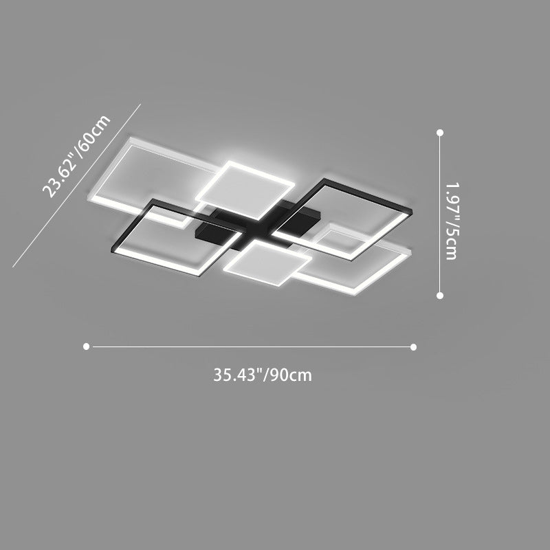 Contemporary Scandinavian Square Iron Acrylic LED Flush Mount Ceiling Light for Bedroom