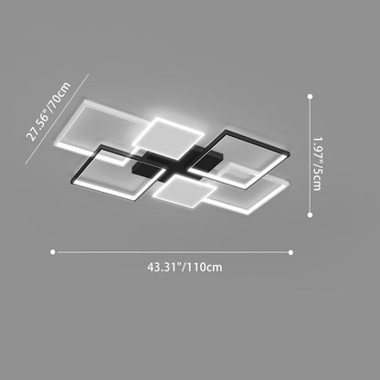 Contemporary Scandinavian Square Iron Acrylic LED Flush Mount Ceiling Light for Bedroom
