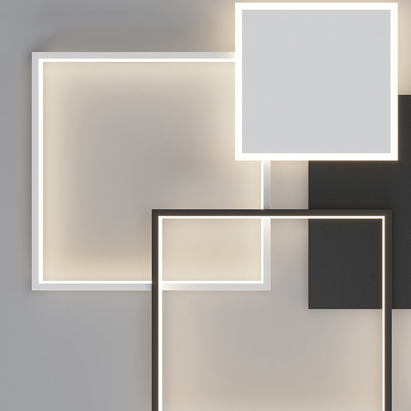 Contemporary Scandinavian Square Iron Acrylic LED Flush Mount Ceiling Light for Bedroom
