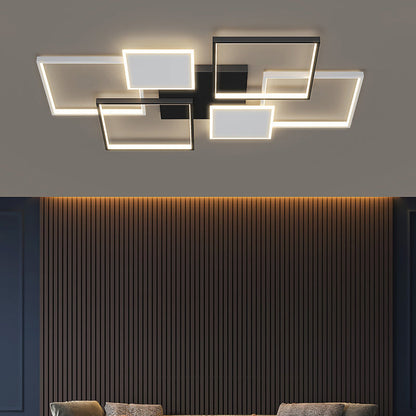 Contemporary Scandinavian Square Iron Acrylic LED Flush Mount Ceiling Light for Bedroom