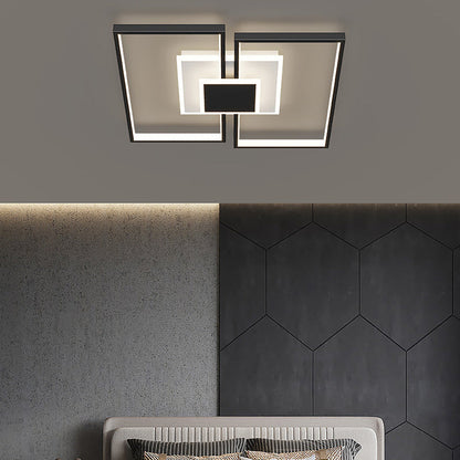Contemporary Scandinavian Square Iron Acrylic LED Flush Mount Ceiling Light for Bedroom