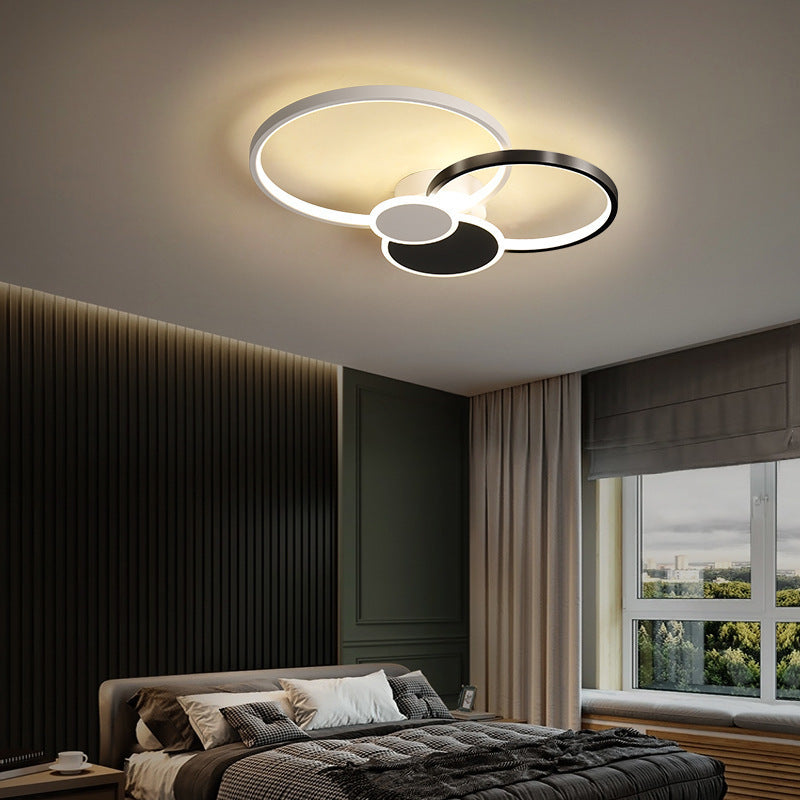 Modern Minimalist Circle Iron Silicone Acrylic LED Semi-Flush Mount Ceiling Light For Bedroom Lumendat