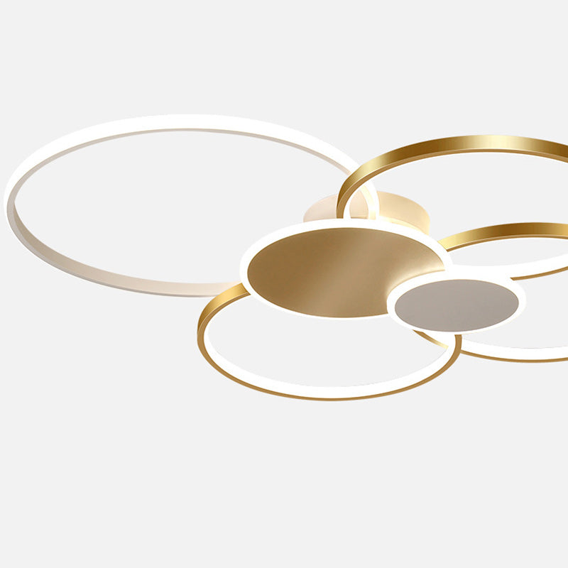 Modern Minimalist Circle Iron Silicone Acrylic LED Semi-Flush Mount Ceiling Light For Bedroom Lumendat