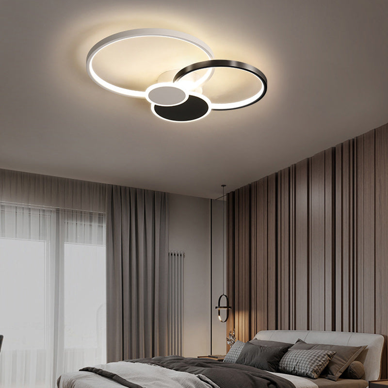 Modern Minimalist Circle Iron Silicone Acrylic LED Semi-Flush Mount Ceiling Light For Bedroom Lumendat
