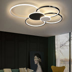 Modern Minimalist Circle Iron Silicone Acrylic LED Semi-Flush Mount Ceiling Light For Bedroom Lumendat