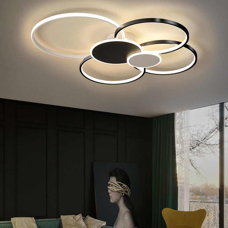 Modern Minimalist Circle Iron Silicone Acrylic LED Semi-Flush Mount Ceiling Light For Bedroom Lumendat