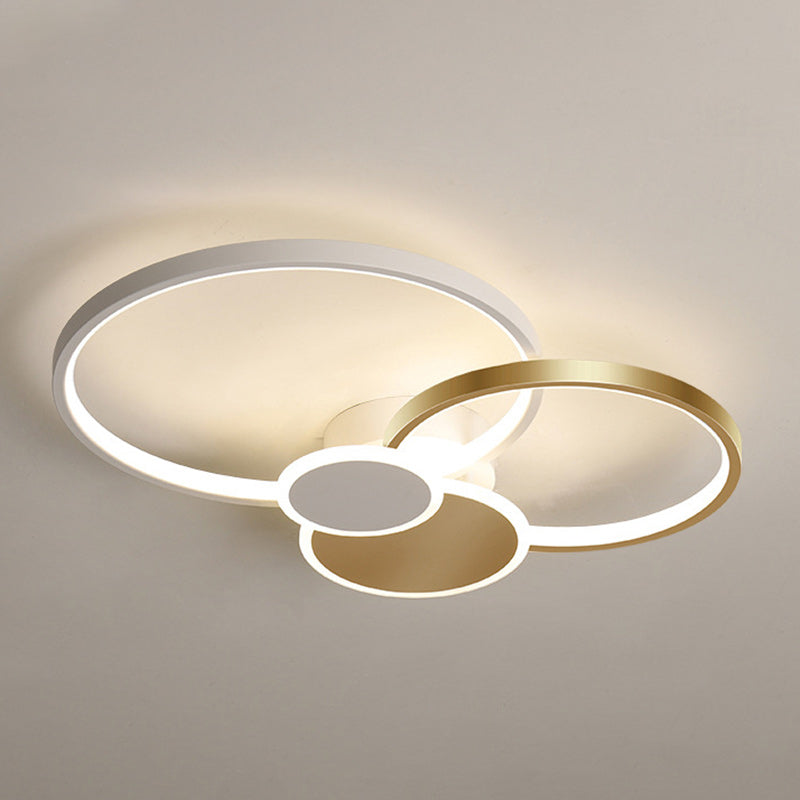 Modern Minimalist Circle Iron Silicone Acrylic LED Semi-Flush Mount Ceiling Light For Bedroom Lumendat