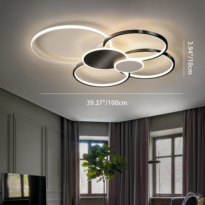 Modern Minimalist Circle Iron Silicone Acrylic LED Semi-Flush Mount Ceiling Light For Bedroom Lumendat