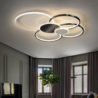 Modern Minimalist Circle Iron Silicone Acrylic LED Semi-Flush Mount Ceiling Light For Bedroom Lumendat