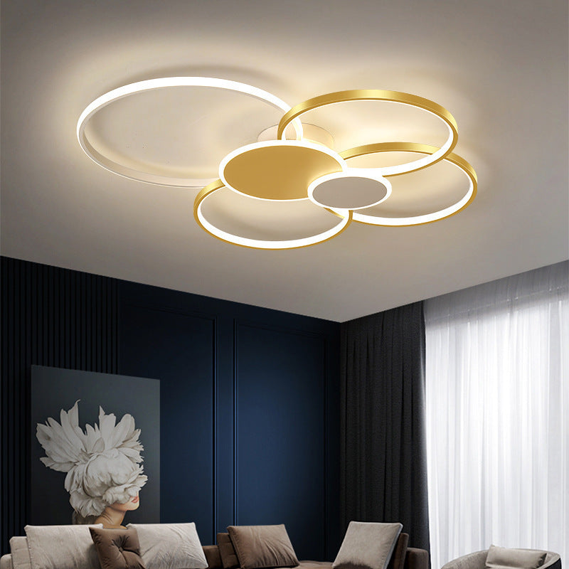 Modern Minimalist Circle Iron Silicone Acrylic LED Semi-Flush Mount Ceiling Light For Bedroom Lumendat