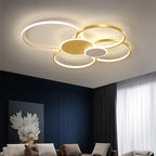 Modern Minimalist Circle Iron Silicone Acrylic LED Semi-Flush Mount Ceiling Light For Bedroom Lumendat