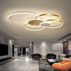 Modern Minimalist Circle Iron Silicone Acrylic LED Semi-Flush Mount Ceiling Light For Bedroom Lumendat