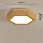 Modern Minimalist Hexagonal Solid Wood Metal LED Flush Mount Ceiling Light For Bedroom
