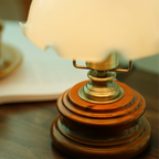Traditional French Flower Glass Iron Solid Wood LED Table Lamp For Bedroom Lumendat